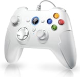 Manette PC Controller PC Manette PS3 avec Hall Déclencheurs, Double Vibration et Fonction Turbo, Gamepad pour PC Windows/PS3/Android TV Box/Tesla/Steam, Blanc