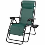 CASARIA® Chaise longue de jardin inclinable Chaise pliable avec porte-gobelet appui-tête Fauteuil relax Transat jardin Vert