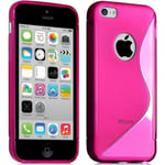 Housse Etui Coque S-Line - Apple - Iphone 5c - Rose Fushia - Souple - Film De Protection