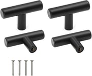 4 Pièces Bouton de Meuble Noir, Boutons de Tiroir avec Vis Poignee Meuble Noir Boutons de Porte pour Placards Acier Inoxydable Bouton Porte Cuisine Boutons de Placard (4)