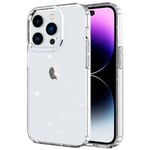 iPhone 14 Pro Glitter Powder Skal - Genomskinligt Transparent