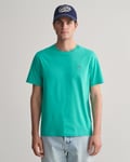 Gant Mens Regular Fit Short Sleeve Shield Logo T-Shirt - Turquoise - Size Large