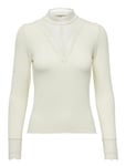 ONLY Onltilde L/S High Neck Lace Top Jrs Noos Kräm