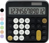 Calculatrice Noire Standard À 12 Chiffres Avec Grand Écran Lcd Et Gros Boutons, Accessoires De Bureau Noirs Et Dorés Pour Femme, Jolie Calculatrice Pour Bureau, École, Maison, Entrepr