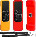 2Pcs Étuis De Protection À Distance Antidérapants Compatibles Avec Télécommandes Apple Tv 4K 4E 5E Génération Siri-Coque En Silicone Pour Télécommande Tv 4 4K¿Rouge+Orange)