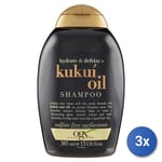 3x Ogx Shampooing 385 Ml. Kukui Oil