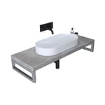 Mai & Mai Meuble sous vasque gris claire 45x140cm plan de travail pour salle de bain avec équerres en acier inoxydable