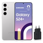 SAMSUNG GALAXY S24 +, Smartphone Android 5G, 512 Go, Chargeur secteur rapide 25W inclus [Exclusivité Amazon], Smartphone déverrouillé, Argent, Version FR