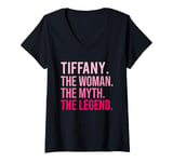 Womens Tiffany The Woman The Myth The Legend Funny Valentine's Day V-Neck T-Shirt