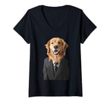 Womens Dog Suit V-Neck T-Shirt