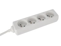 Perel Bloc multiprise, 4 Prises avec Terre française (Type E), 5 m, 3G1.5, Usage intérieur, Blanc