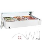 VEVOR Chauffe-Plat Buffet à 9 Bacs de 4,7 L, Bain-Marie Électrique 1500 W, Buffet Chauffant en INOX, Écran en Verre, Température Réglable 30-85 °C, pour Réchauffer Aliments Restauration Soirée Fête