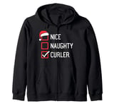 Nice Naughty Curler Family Group Matching Christmas Zip Hoodie