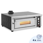 Royal Catering Elektrisk pizzaovn - 4 x 33 cm 1 kammer 4200 W ildleire murstein