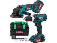 Nac Nac Set 20V Drill/Driver + Angle Grinder 125Mm 1X2.0Ah + 1X4.0Ah Bag Cdb-Age-Li-20V