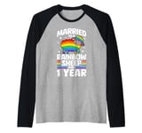 1 Year Married Gay Lesbian LGBTQ 1st Wedding Anniversary Raglan Baseball Tee