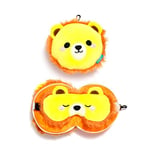 Relaxeazzz Lion Round Plush Travel Pillow & Eye Mask - Sleep Eye Mask Masks - Kids Travel Accessories For Sleeping Airplane - Flight Plane Neck Pillow Pillows