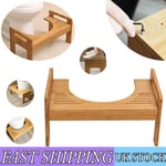 Adjustable Toilet Squatty Step Stool Bamboo Wood Bathroom Potty Aid Piles Relief