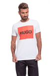 Hugo Boss Mens Red Logo Sustainable T-Shirt - White material_cotton - Size Large