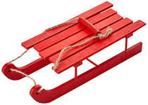 Elves Behaving Badly Charming Red Elf Wooden Sleigh - 17.5 cm x 7 cm x 4.5cm (1 Pc.) - Vibrant Design Table Centerpiece