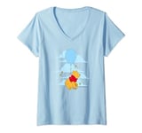 Womens Disney Winnie The Pooh Floating Balloon Honey Pot Poster V-Neck T-Shirt