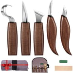 Aiducho - Ensemble d'outils de kits de sculpture sur bois 7 en 1 pour débutants, outil de crochet, outil en bois, outil de grain, outil oblique,