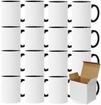 Lot de 12 tasses de sublimation sans impression de qualité AAA | Individuelles ou en lot | Tasse photo pour impression par sublimation thermique | Tasses vides pour presse à chaleur (Lot de 12, noir)