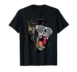 Cool Wild Illustration Monkey Listen To The Music Graphic T-Shirt