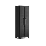 Keter Utilitaire Detroit - Armoire de Rangement Multifonctions - Étagères Modulables, Pieds renforcés et Ajustables- Cuisine, Garage, Atelier, Placard - 65x39x182 cm - Noir - Packing renforcé