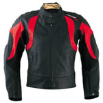 Roleff Racewear Blouson Moto Cuir Verona, Noir/Rouge, 52