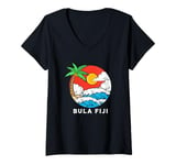 Womens Retro Vintage Fiji Island Summer Vacation Bula Fiji V-Neck T-Shirt