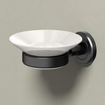 Gatco Wall Mounted Porcelain Soap Dish with Holder, Zinc, Matte Black/White