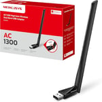 MERCUSYS MA30H TP-Link Clé WiFi Puissante AC1300Mbps, Adaptateur USB WiFi, Antennes à Gain Elevé, Dongle WiFi, Bi-Bande, MU-MIMO, Brancher et Utiliser, Compatible avec Windows 11/10/8.1/7