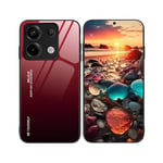 YUECXIN Coque pour Xiaomi Redmi Note 13 Pro 5G / Poco X6 5G, [9H] Anti-Rayures Couleur Dégradée Verre Trempé de Dos Étui + Très Mince Antichoc Souple Silicone TPU Bumper Housse, Rouge Noir