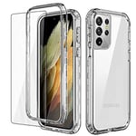 AICase Coque Samsung Galaxy S21 Ultra e 6,8 Pouces 2021 Transparent 360,de qualité Militaire,Antichoc PC Etui de Protection Bumper Housse pour Samsung S21 Ultra