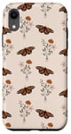 Coque pour iPhone XR Bouquet de fleurs sauvages vintage motif floral beige