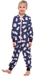 Merry Style Combinaison Pyjama Vêtement d'Intérieur avec Capuche Fille MS10-223 (Navy Bleu Ours en Peluche, 110-116)