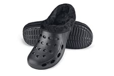 ESTRO Chaussons Femme Hiver Chaud - Sabot Fourré Homme Sabot Jardin Fourre Chaussons Homme Hiver Chaud Sabot Fourré Femme A01 (42, Noir)