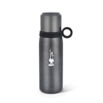 Bialetti To Go Bouteille Thermique avec Couvercle-Gobelet, à Double Paroi, Garde au Chaud pendant 12 heures et au Froid pendant 24 heures, Capacité 460 ml, Acier, Gris Foncé