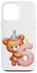 Coque pour iPhone 13 Pro Max Ours en peluche marron pour 6ème anniversaire