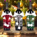 Gabrielle - Housses de bouteille de vin de Noël Pull en tricot avec col en fausse fourrure Nœud Rouge Vert Gris Renne Flocon de neige Robe de