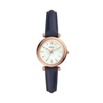 Fossil Montre pour femmes Carlie, mouvement à quartz, boîtier en acier inoxydable or rose de 28 mm avec bracelet en cuir, ES4502