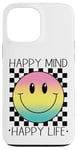 Coque pour iPhone 13 Pro Max Happy Mind Happy Life Retro Peace Mignon Sourire Visage