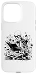 iPhone 15 Pro Max Skeleton Reading Book Floral Wisdom Funny Book Lover Case