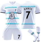 22/23 Ny säsong Borta Chelsea F.C. KANTE Nr 7 Barn Jersey-paket Barn-22