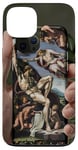 Coque pour iPhone 13 Noir Art Déco Floral Michel-Ange Création Of Adam Sixtine