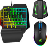 Clavier Et Souris De Jeu À Une Main, Clavier Rétroéclairé Arc-En-Ciel À Sensation Mécanique + Souris De Jeu Rvb + Convertisseur Rétroéclairé Par Led Pour Nintendo Switch/Xboxone/Ps[MOU141440]