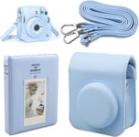 Bleu Housse Instax Mini 12 Caméra Housse Compatible pour Fuji Instax Mini 12 Appareil Photo avec Bandoulière et Poche Intégrée