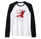 Bruce Lee The Dragon Flying Kick Silhouette Vintage Raglan Baseball Tee