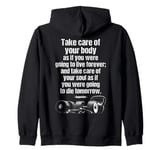 Motivational Gym Quote Care For Body & Soul Fitness Training Zip Hoodie